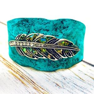 Oceana Trading Metal Feather Cuff Bracelet